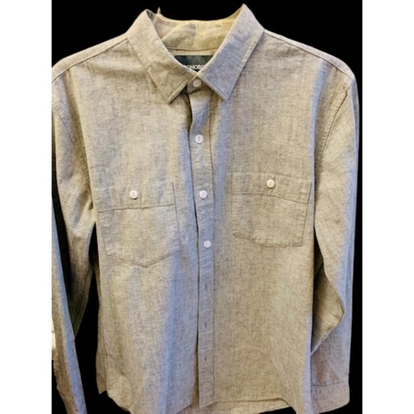 BONOBOS Standard III Grey Front Pockets Slim Fit Long Sleeve Shirt  Size - MED - Picture 1 of 6